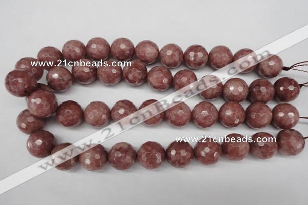 CBQ217 15.5 inches 18mm faceted round strawberry quartz beads