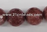 CBQ218 15.5 inches 20mm faceted round strawberry quartz beads