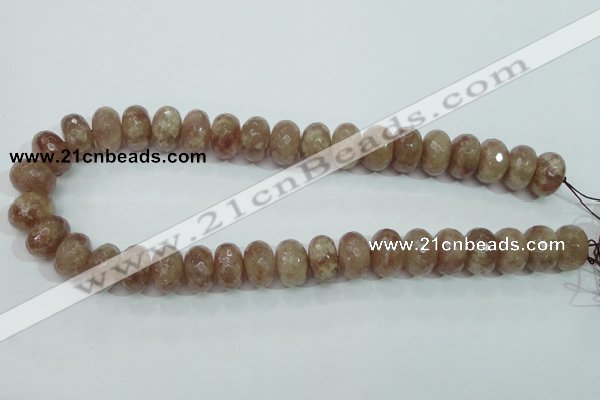 CBQ224 15.5 inches 10*16mm faceted rondelle strawberry quartz beads