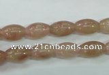 CBQ225 15.5 inches 8*12mm rice strawberry quartz beads