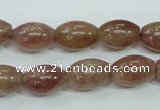 CBQ226 15.5 inches 10*14mm rice strawberry quartz beads