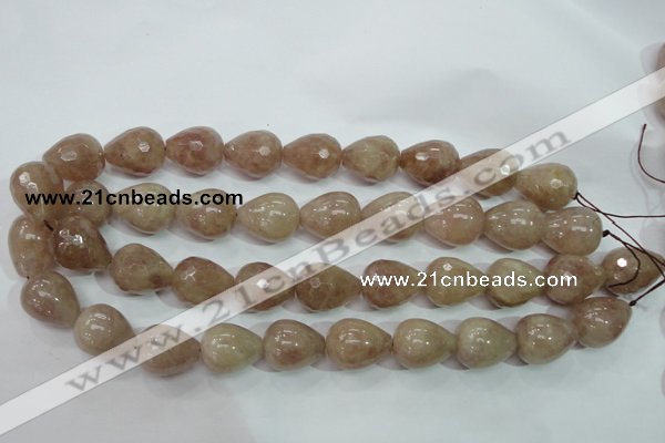 CBQ230 15.5 inches 16*20mm faceted teardrop strawberry quartz beads