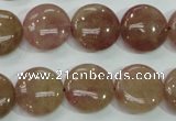 CBQ236 15.5 inches 15mm flat round strawberry quartz beads