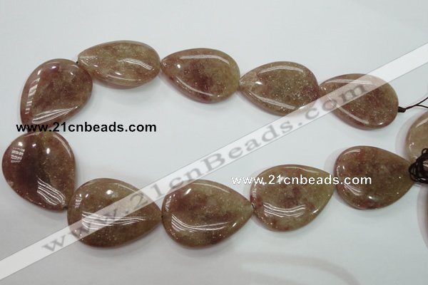 CBQ239 15.5 inches 30*40mm flat teardrop strawberry quartz beads