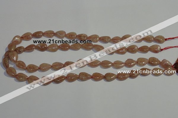 CBQ25 15.5 inches 10*14mm flat teardrop strawberry quartz beads