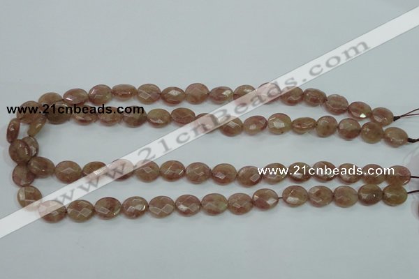 CBQ251 15.5 inches 10*12mm faceted oval strawberry quartz beads