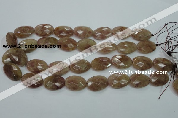 CBQ254 15.5 inches 18*25mm faceted oval strawberry quartz beads
