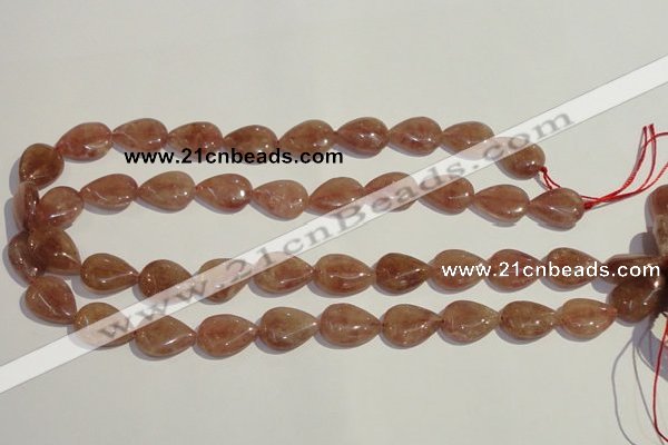 CBQ26 15.5 inches 12*16mm flat teardrop strawberry quartz beads