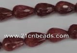 CBQ268 15.5 inches 10*15mm faceted teardrop strawberry quartz beads