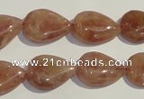 CBQ27 15.5 inches 13*18mm flat teardrop strawberry quartz beads