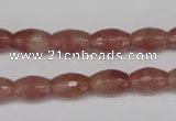 CBQ270 15.5 inches 8*12mm faceted rice strawberry quartz beads