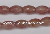 CBQ271 15.5 inches 10*14mm faceted rice strawberry quartz beads