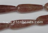 CBQ275 15.5 inches 10*30mm faceted teardrop strawberry quartz beads