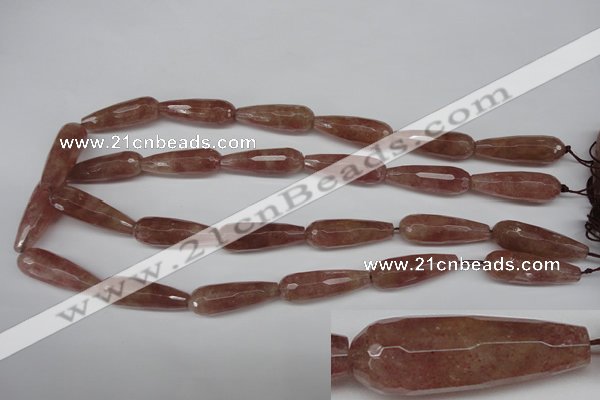 CBQ275 15.5 inches 10*30mm faceted teardrop strawberry quartz beads