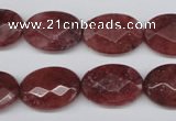 CBQ278 15.5 inches 13*18mm faceted oval strawberry quartz beads