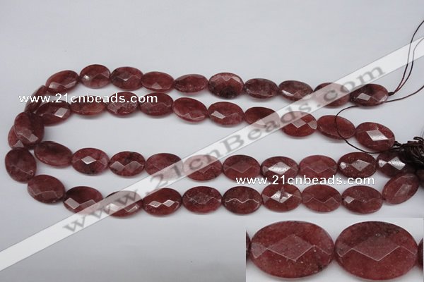 CBQ278 15.5 inches 13*18mm faceted oval strawberry quartz beads