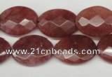 CBQ279 15.5 inches 15*20mm faceted oval strawberry quartz beads