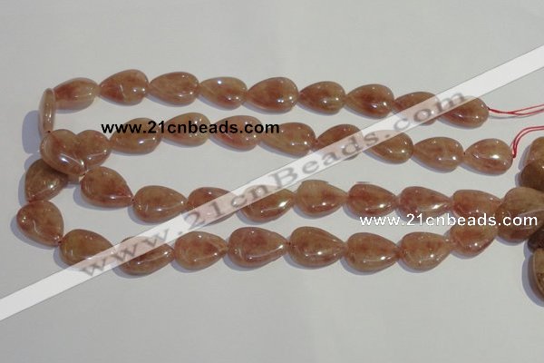 CBQ28 15.5 inches 15*20mm flat teardrop strawberry quartz beads