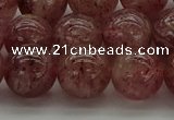 CBQ304 15.5 inches 12mm round natural strawberry quartz beads