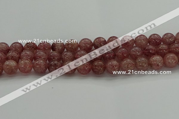 CBQ304 15.5 inches 12mm round natural strawberry quartz beads