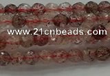 CBQ320 15.5 inches 4mm faceted round strawberry quartz beads