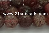 CBQ323 15.5 inches 10mm faceted round strawberry quartz beads