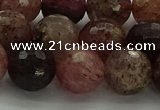 CBQ324 15.5 inches 12mm faceted round strawberry quartz beads