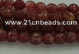 CBQ330 15.5 inches 4mm faceted round strawberry quartz beads