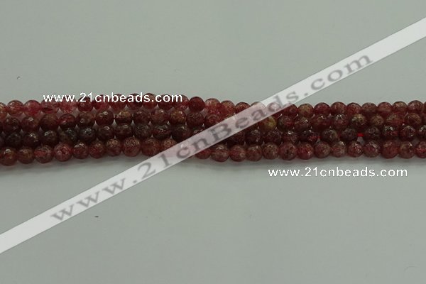 CBQ330 15.5 inches 4mm faceted round strawberry quartz beads