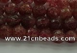 CBQ331 15.5 inches 6mm faceted round strawberry quartz beads