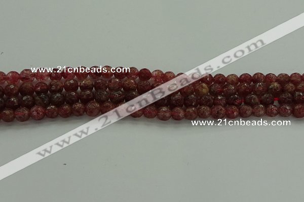 CBQ331 15.5 inches 6mm faceted round strawberry quartz beads