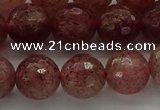 CBQ333 15.5 inches 10mm faceted round strawberry quartz beads