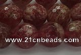 CBQ334 15.5 inches 12mm faceted round strawberry quartz beads