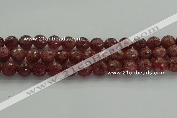 CBQ334 15.5 inches 12mm faceted round strawberry quartz beads