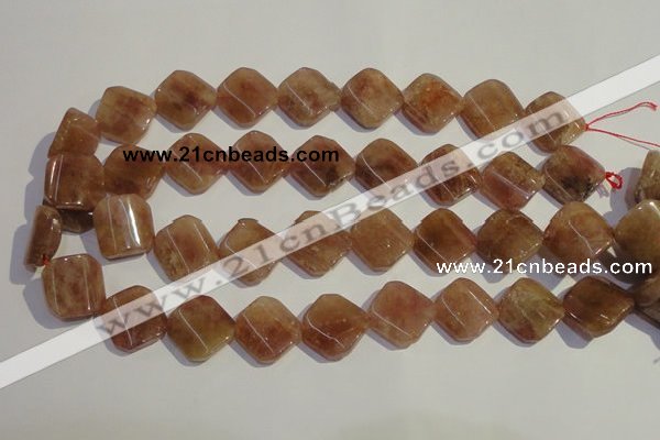 CBQ35 15.5 inches 18*18mm faceted diamond strawberry quartz beads