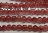 CBQ351 15.5 inches 6mm round natural strawberry quartz beads