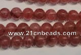 CBQ352 15.5 inches 8mm round natural strawberry quartz beads