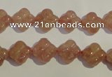 CBQ36 15.5 inches 11mm carved flower strawberry quartz beads