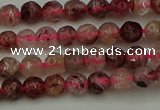 CBQ410 15.5 inches 4mm faceted round strawberry quartz beads