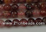 CBQ411 15.5 inches 6mm faceted round strawberry quartz beads