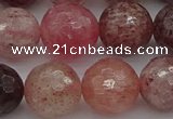 CBQ415 15.5 inches 14mm faceted round strawberry quartz beads