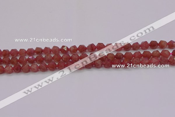 CBQ431 15.5 inches 6mm faceted nuggets strawberry quartz beads