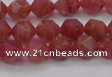 CBQ432 15.5 inches 8mm faceted nuggets strawberry quartz beads