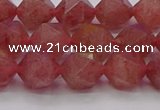 CBQ433 15.5 inches 10mm faceted nuggets strawberry quartz beads