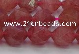 CBQ434 15.5 inches 12mm faceted nuggets strawberry quartz beads