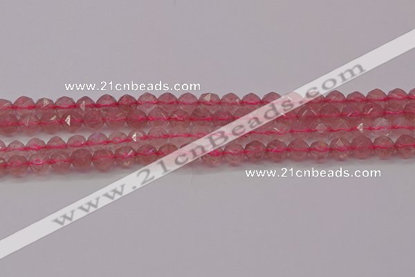 CBQ437 15.5 inches 8mm faceted nuggets strawberry quartz beads