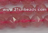 CBQ438 15.5 inches 10mm faceted nuggets strawberry quartz beads