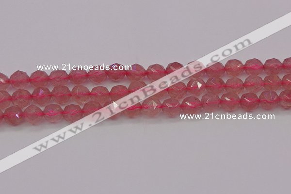 CBQ438 15.5 inches 10mm faceted nuggets strawberry quartz beads