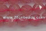 CBQ439 15.5 inches 12mm faceted nuggets strawberry quartz beads