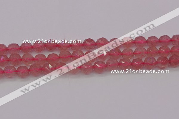 CBQ439 15.5 inches 12mm faceted nuggets strawberry quartz beads